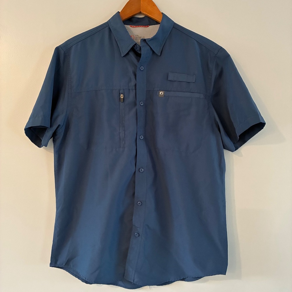 The American Outdoorsman Shirt Mens M Blue Ripstop Fishing Ventilated Quick Dry